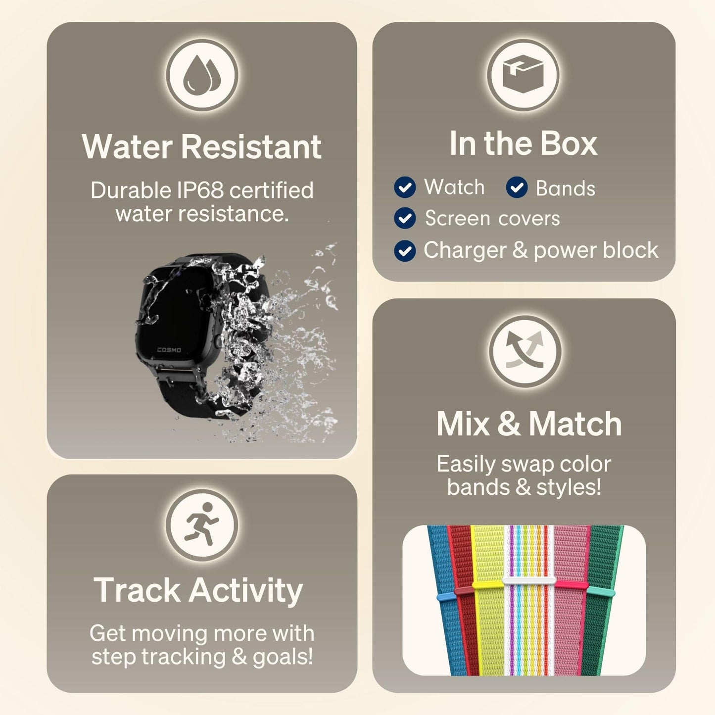 JRTRACK Kids Smart Watch by Cosmo | GPS Tracking & Safety Alerts