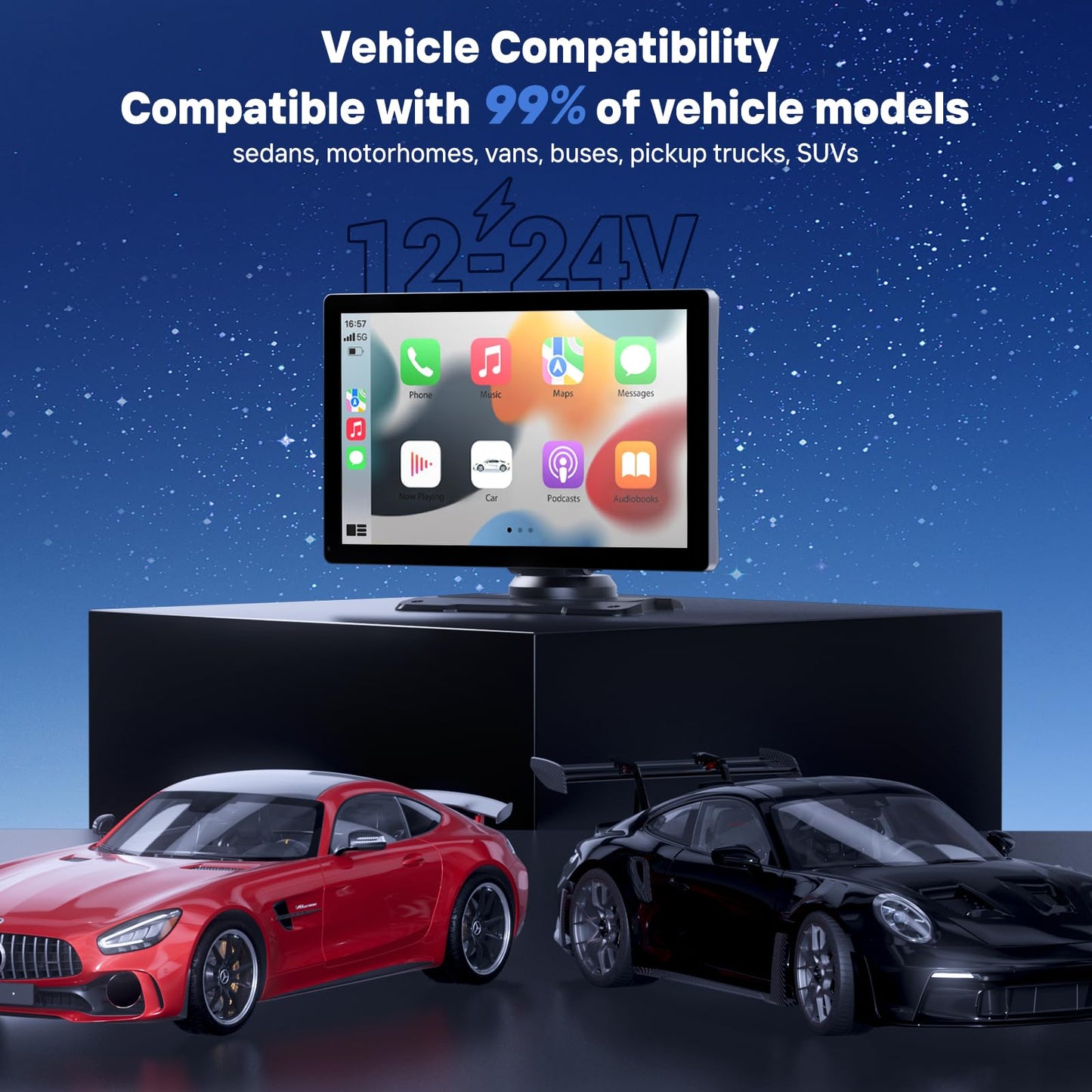 HAUXIY 9" Wireless Apple Carplay Screen with 4K Dash Cam