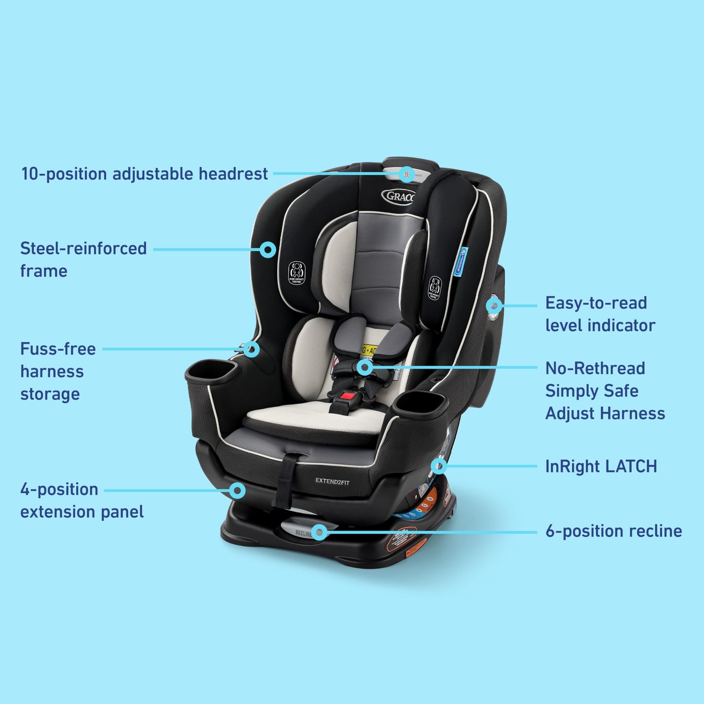GRACO Extend2Fit Convertible Baby Car Seat - Gotham Model