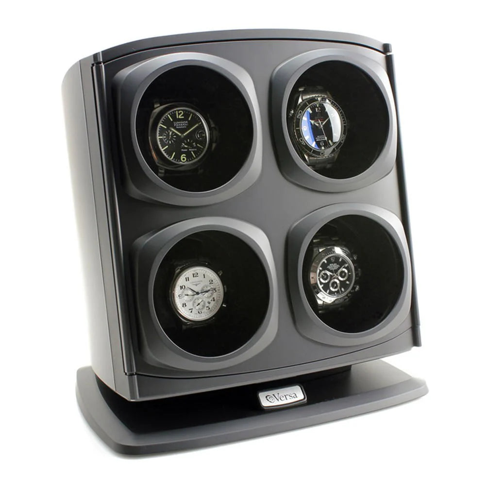 ON SALE Versa Quad Watch Winder in Black – Independently Controlled Settings – Multiple Direction and Timer Settings – Adjustable Watch Pillow – Plenty of Space for Large Watches