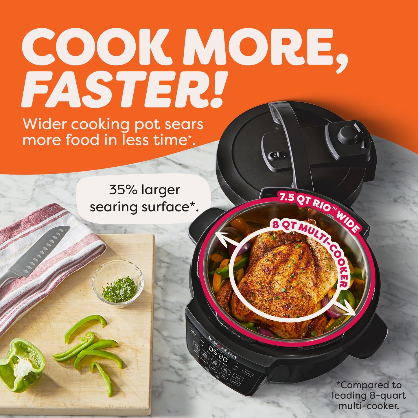 INSTANT POT 7.5QT RIO Wide 7-in-1 Electric Multi-Cooker