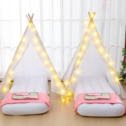 Windyun 8-Pack Kids Teepee Tent Set, Sleepover Party, White