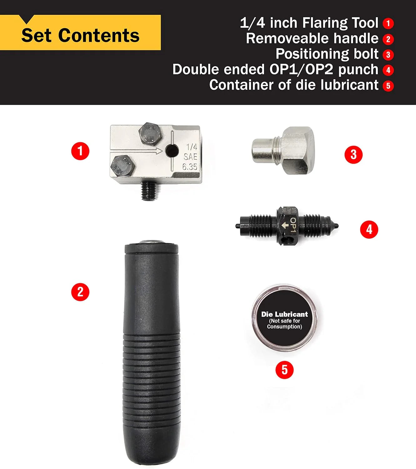 Professional Single, Double, and Bubble Flaring Tool Set, Black
