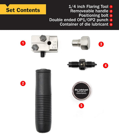Professional Single, Double, and Bubble Flaring Tool Set, Black