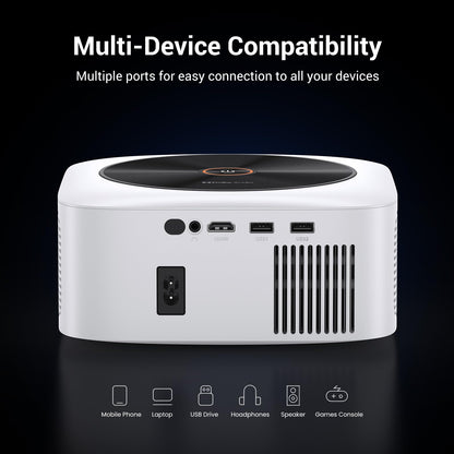 HAPPRUN 1500 ANSI Lumens Smart Outdoor Projector, 4K Resolution