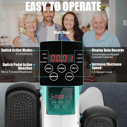 Under Desk Elliptical, Electric Ellipse Leg Exerciser While Sitting for Seniors Adults, Quiet Portable Motorized Seated Foot Pedal Exerciser with Remote Control for Home Office Use