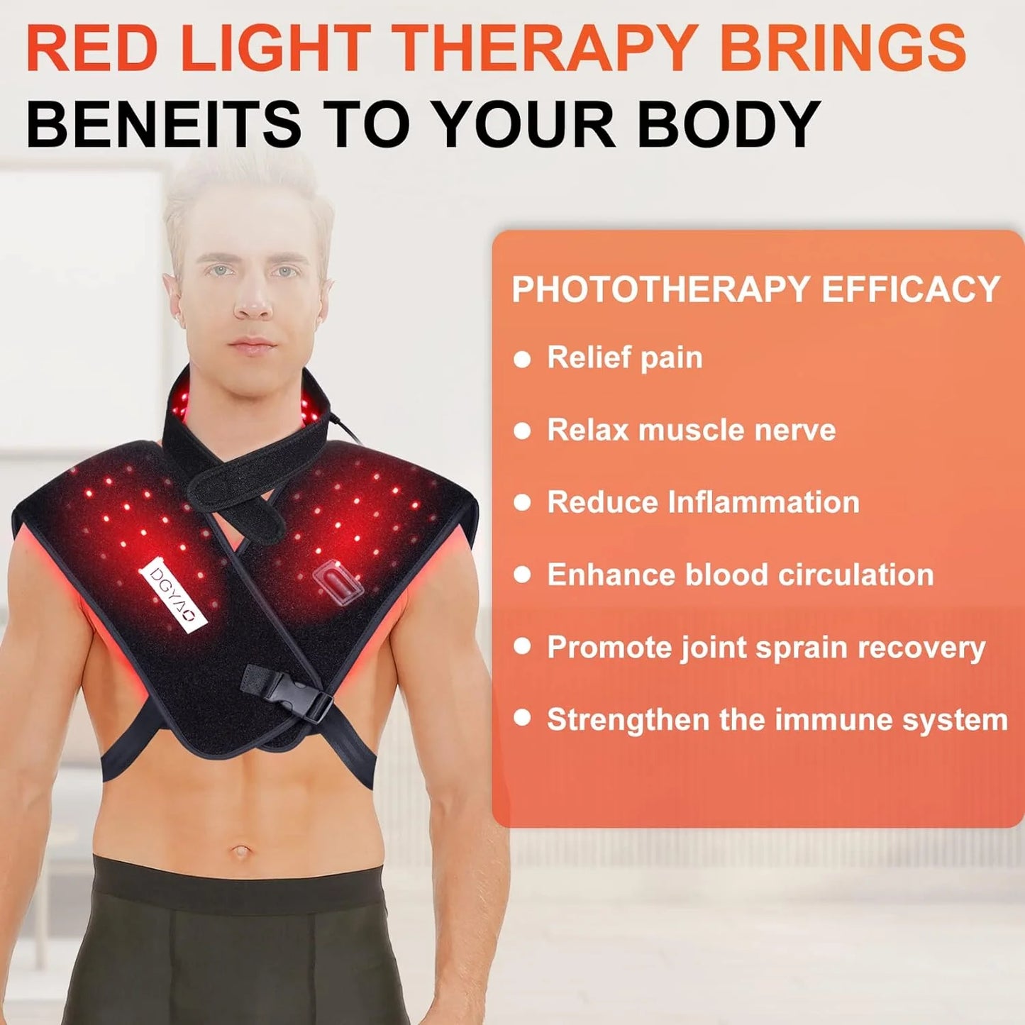 Red Light Therapy for Neck and Shoulder Pain Relief 850nm Near Infrared Therapy Set Wearable Wrap Devices for Upper Back Neck Shoulders Body Muscle Relax Home Use Treatment Pad FDA Cleared
