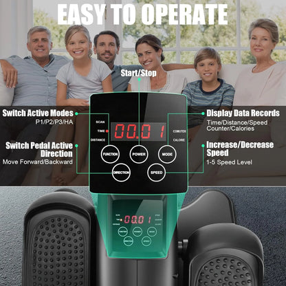Under Desk Elliptical, Electric Ellipse Leg Exerciser While Sitting for Seniors Adults, Quiet Portable Motorized Seated Foot Pedal Exerciser with Remote Control for Home Office Use