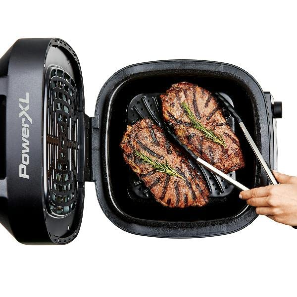 PowerXL Grill Air Fryer Combo Plus 6 QT 12 in 1 Indoor Slow Cooker, Roast, Bake, 1550 Watts, Stainless Steel Finish : Home & Kitchen