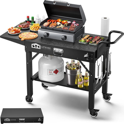 LETEUKE Grill Cart for Blackstone Griddle - Portable BBQ Table