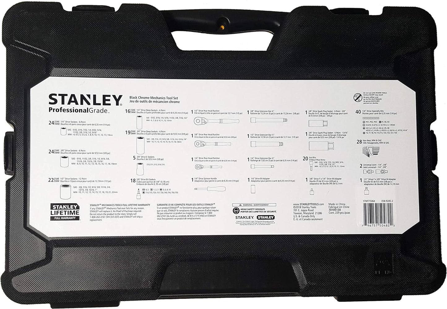 Professional Grade Black Chrome NEW Mechanics Tool Set (Socket Set-229 pieces)