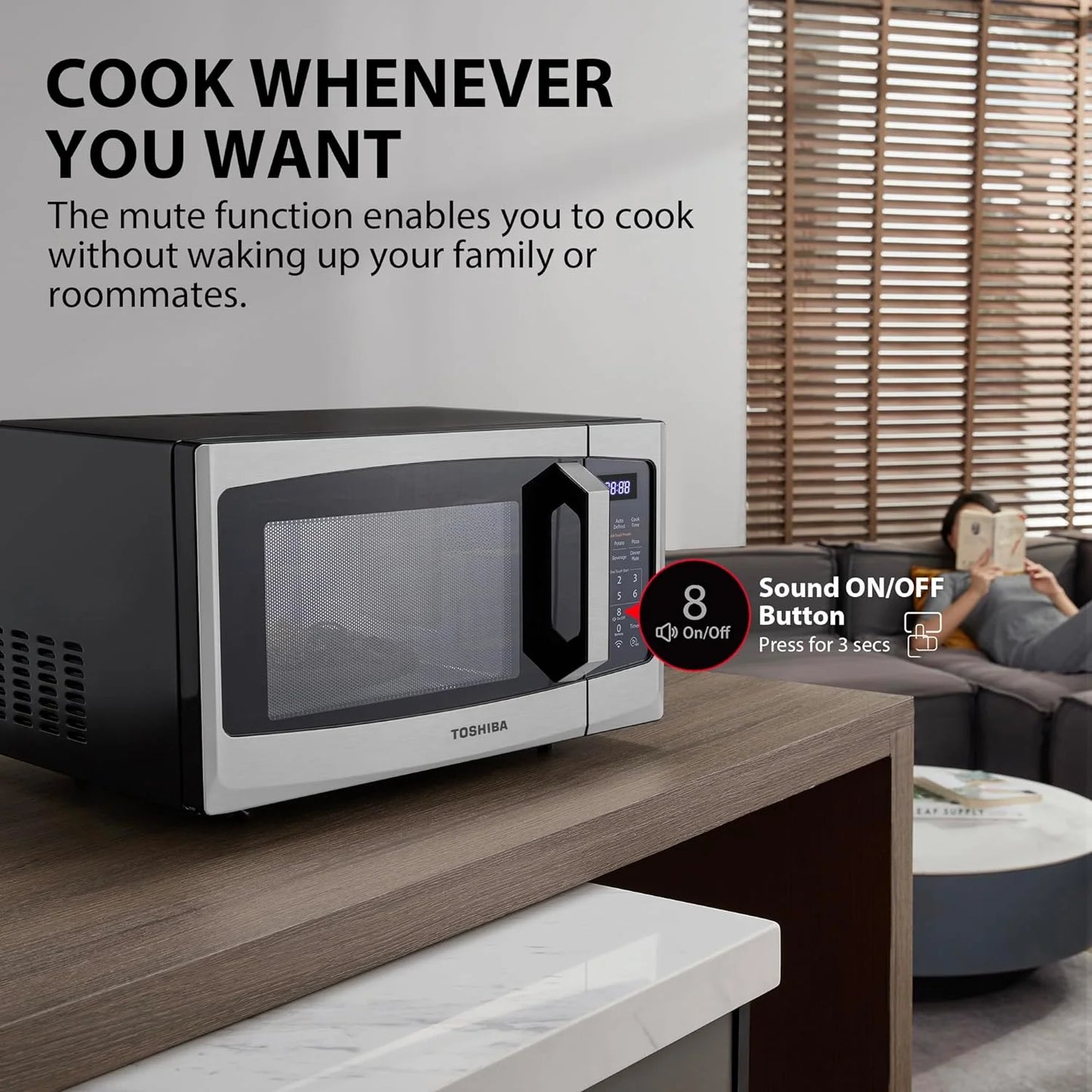 TOSHIBA 4-in-1 ML-EC42P(SS) Countertop Microwave Oven, Smart Sensor, Convection, Air Fryer Combo, Mute Function, Position Memory 13.6" Turntable, 1.5 Cu Ft, 1000W, Silver
