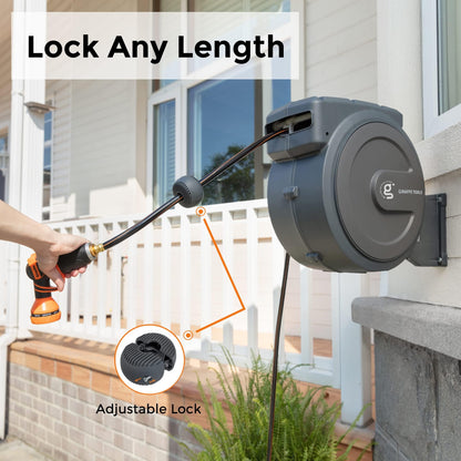 GIRAFFE TOOLS Hose Reel 1/2" 78 ft - Heavy Duty Wall Mounted Retractable