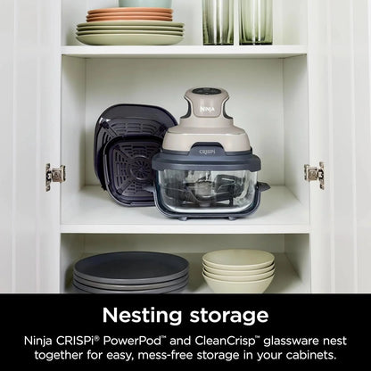 Ninja Crispi 4-in-1 Portable Glass Air Fryer Cooking System, 1500W, 4QT & 6-Cup TempWare Glass Containers with Storage Lids, Microwave, Freezer & Dishwasher Safe