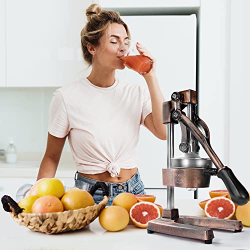Zulay Kitchen Cast Iron Orange Juice Squeezer Heavy Duty, Easy to Clean, Professional Citrus Juicer Durable Stainless Steel Lemon Squeezer Sturdy Manual Citrus Press & Orange Squeezer (Copper): Home & Kitchen