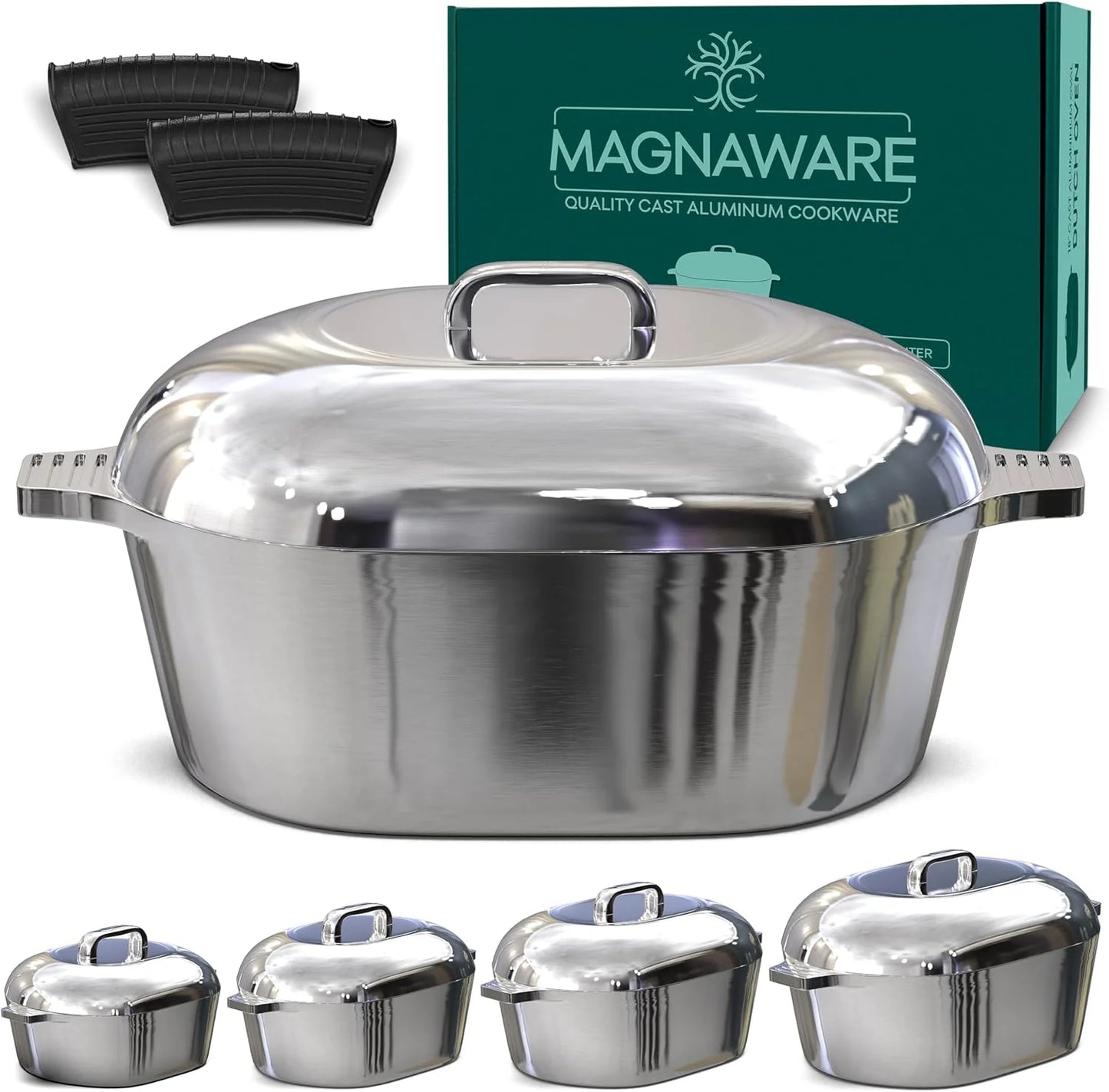 Cast Aluminum Dutch Oven - 8 Quart - Oval Dutch Oven Pot with Lid for Families and Parties - Lightweight Cajun Cookware with Ideal Heat Distribution - Oval Roaster Pan with Lid (13 Inch)