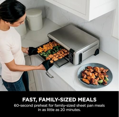 Ninja Foodi 9 in 1 Digital Air Fry Oven, Convection Oven, Toaster, Air Fryer with Flip Away Storage, Air Roast, Bake, Broil, Dehydrate, Reheat, Stainless Steel (102A) : Home & Kitchen