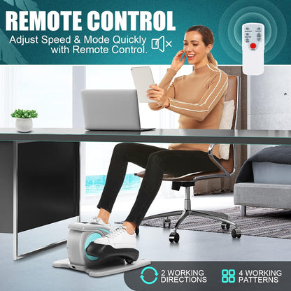 Under Desk Elliptical, Electric Ellipse Leg Exerciser While Sitting for Seniors Adults, Quiet Portable Motorized Seated Foot Pedal Exerciser with Remote Control for Home Office Use