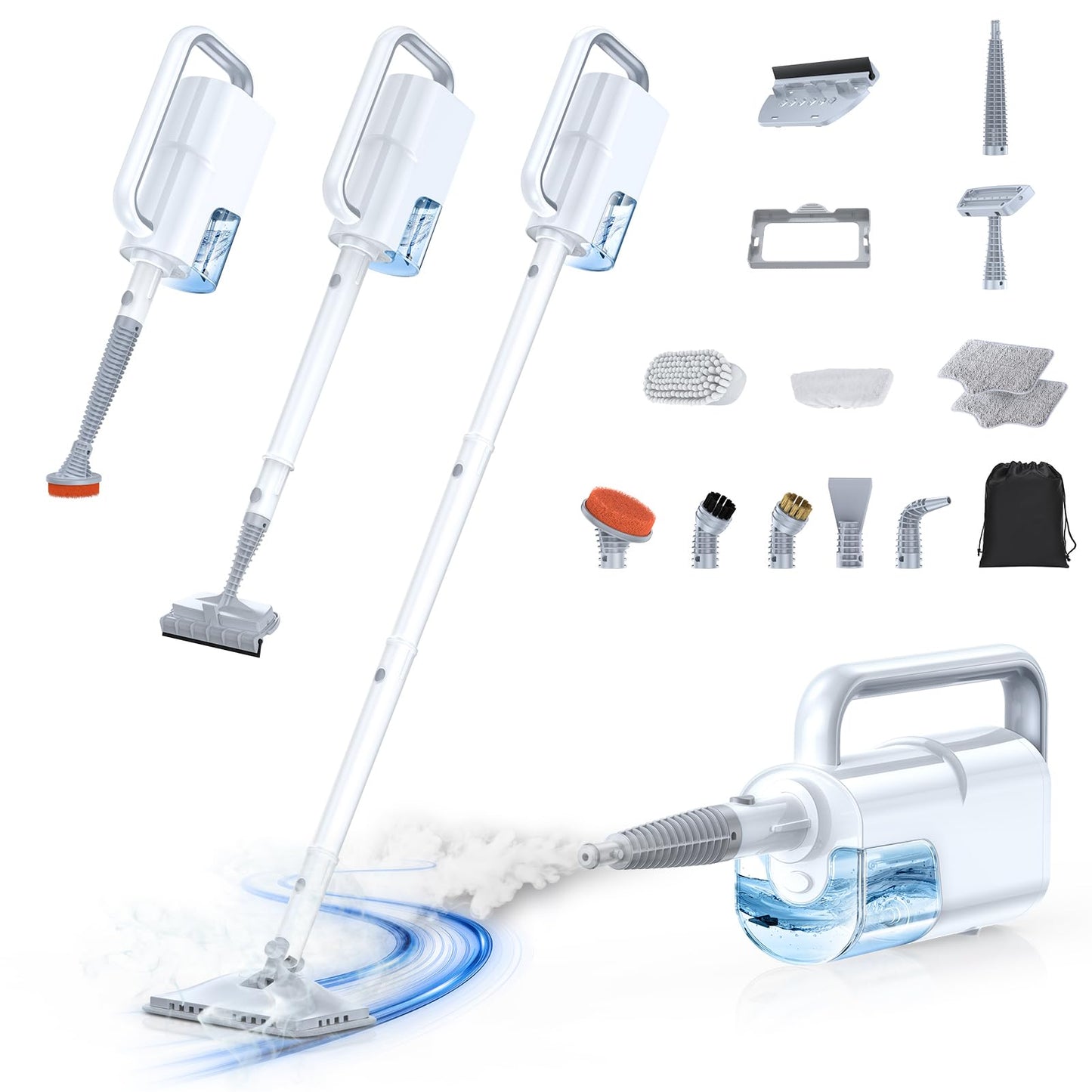 LABIGO 10-in-1 Steam Mop with Handheld Steamer & 3 Levels