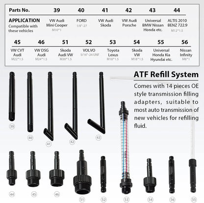 Patented 10L Automatic Transmission Fluid Pump ATF Refill System Dispenser Extractor with 21 Pcs ATF Filler Adapters&Refilling Funnel + Drainer and Refill Kit