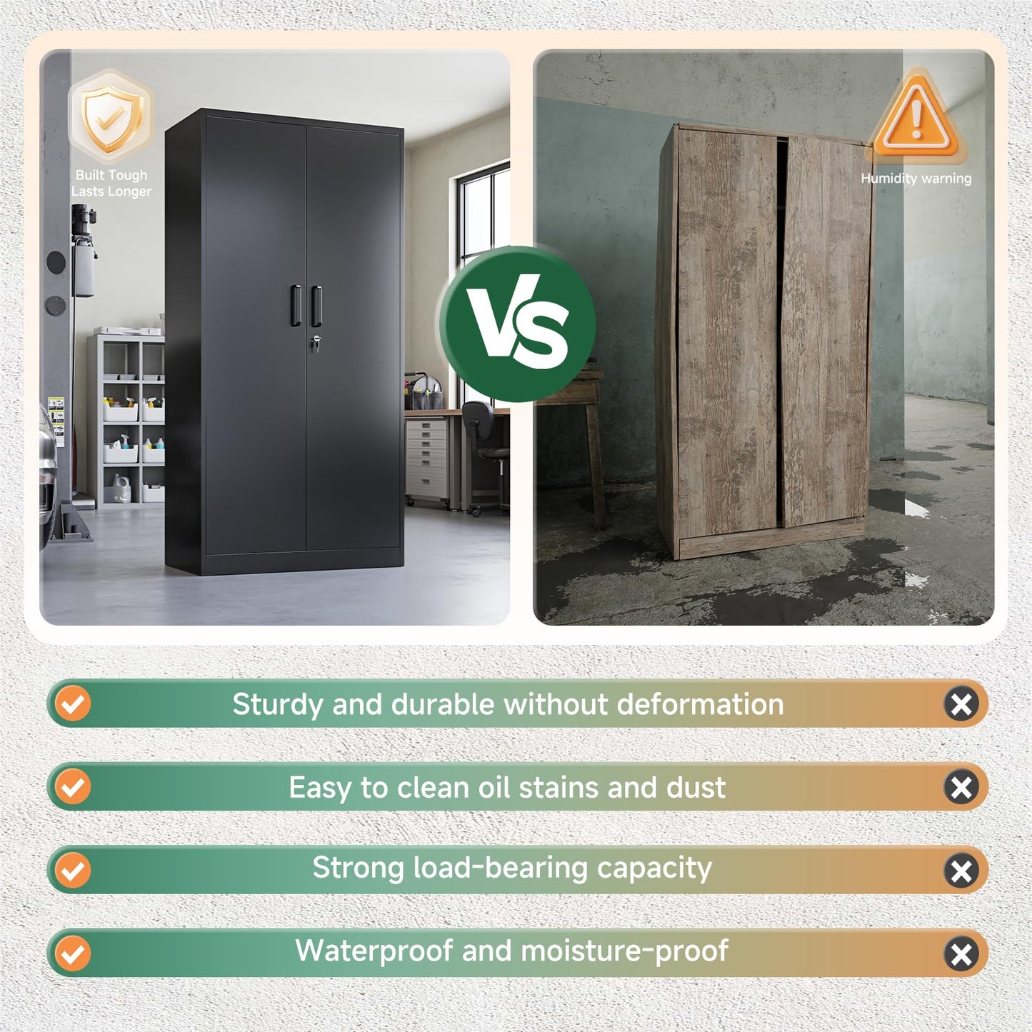 LETAYA Metal Storage Cabinets with Locking Doors - 5 Shelves