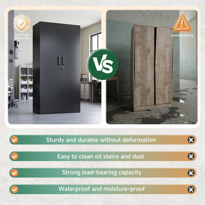 LETAYA Metal Storage Cabinets with Locking Doors - 5 Shelves