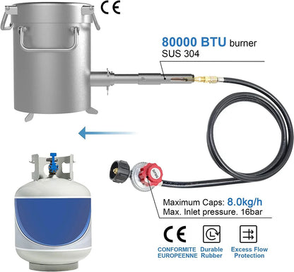 Propane Melting Furnace Kits, 6kg(13LB) Graphite Crucible, Up to 2372 F, Made of Steel Barrel, Smelt Metal,with Goggles and High Temperature Gloves