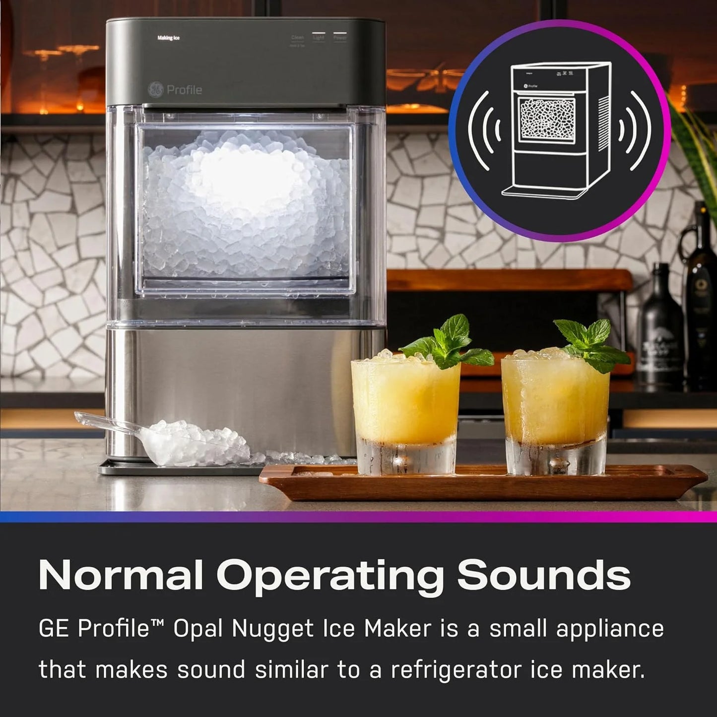 Countertop Nugget Ice Maker with Side Tank | Ice Machine with WiFi Connectivity | Smart Home Kitchen Essentials | Stainless Steel