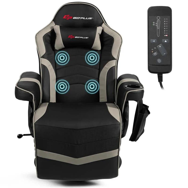 Pu Leather Massage Gaming Chair Ergonomic High Back Racing Style Gaming Recliner With Adjustable Backrest Amp Footrest Cup Holder Side Pouch - Comfortable And Ergonomic Design