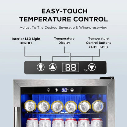 Mini Fridge 130 Can Beverage Refrigerator Cooler, 3.2 Cu.Ft Drink Fridge for Soda Wine Beer, Adjustable Temperature Control for Home Office, Black