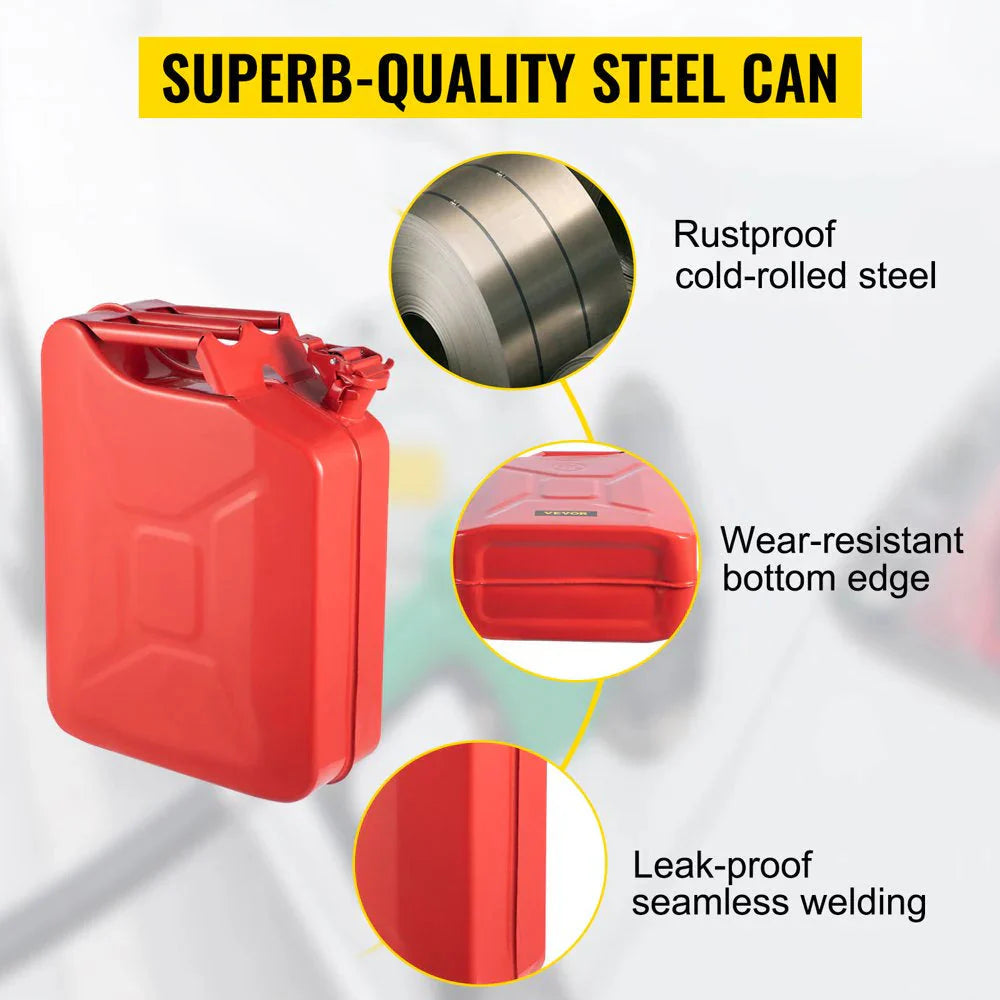 VEVOR Jerry Fuel Can with Flexible Spout System, 5.3 Gallon/20 L