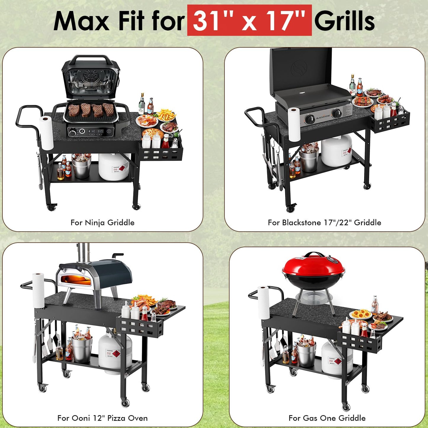 LETEUKE Grill Cart for Blackstone Griddle - Portable BBQ Table