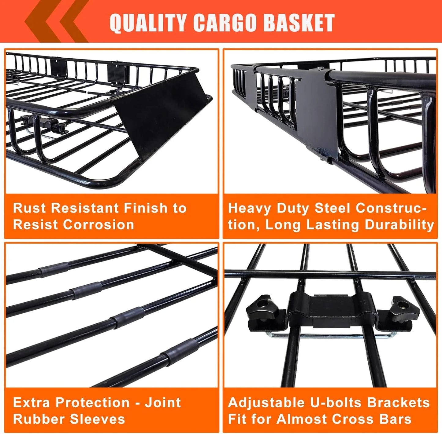 Folding hitch mounted cargo basket 60" With hook stabilizer, net and straps