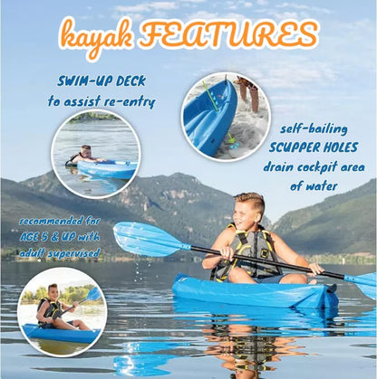 The Wave 6' Youth Kayak with Paddle. Designed for Stability and Safety, It's The Perfect Choice for Young Paddlers Ready to Conquer The Water