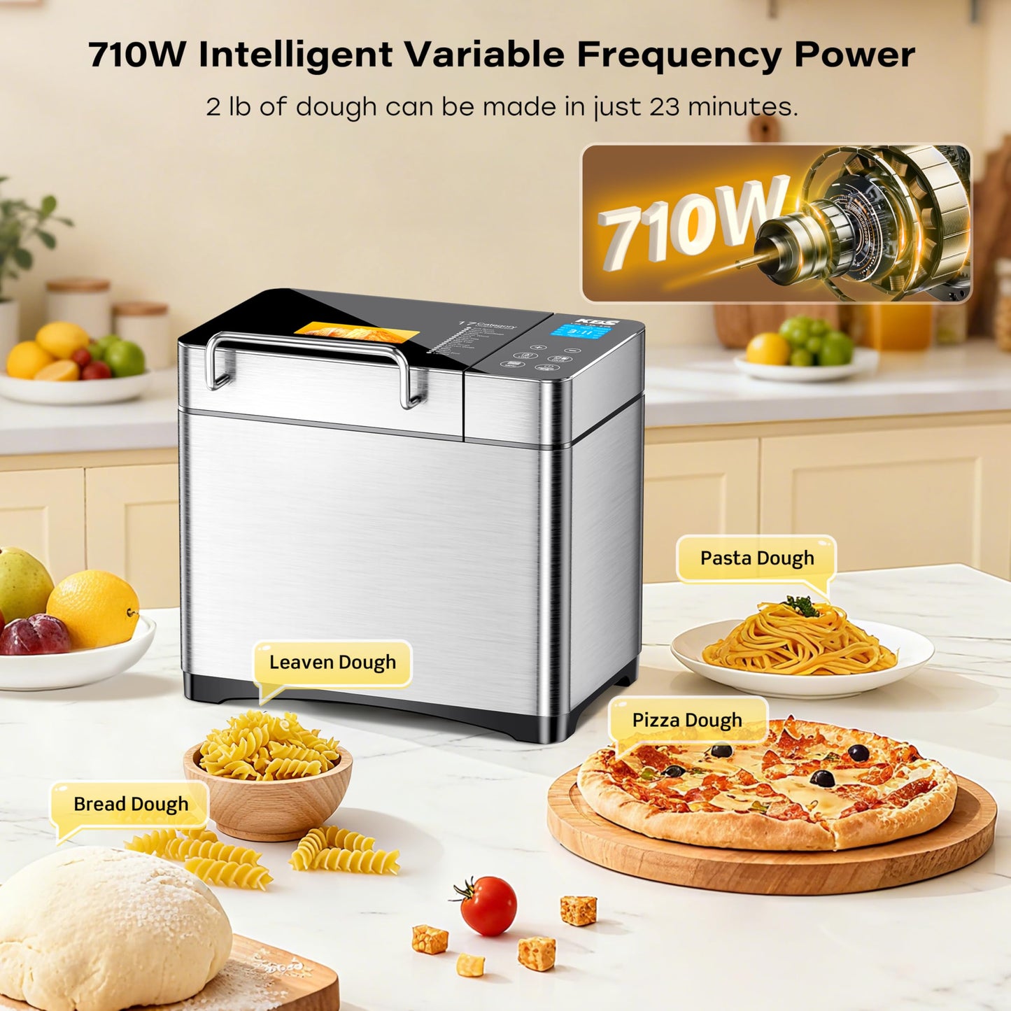 KBS Pro 710W Bread Maker - 17-in-1 Smart Bread Machine