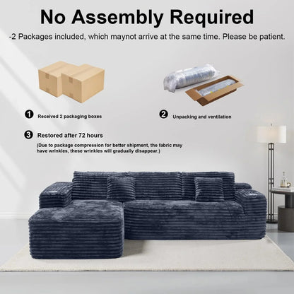 Cloud Sectional Couch with L-Shape Chaise, Modern Modular Sofa with Deep Seat, Built-in Cup Holder & Storage Pocket for Living Room Bedroom, No Assembly Required (Dark Gray, Left Sitting Chaise)