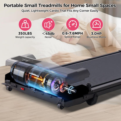 HEVGLRM Walking Pad Treadmill with Handle Bar and Incline