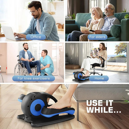Under Desk Elliptical, Electric Ellipse Leg Exerciser While Sitting for Seniors Adults, Quiet Portable Motorized Seated Foot Pedal Exerciser with Remote Control for Home Office Use