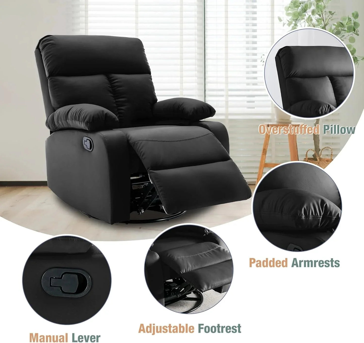 Small Swivel Rocker Recliner Chair for Compact Spaces