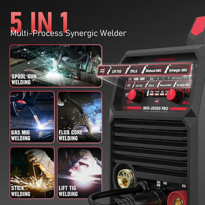 YESWELDER 135Amp MIG Welder,110V Flux Core Welder Flux Core MIG/Lift TIG/Stick 3-in-1 Large LED Digital Display Welding Machine IGBT Inverter Welder FLUX-135PRO
