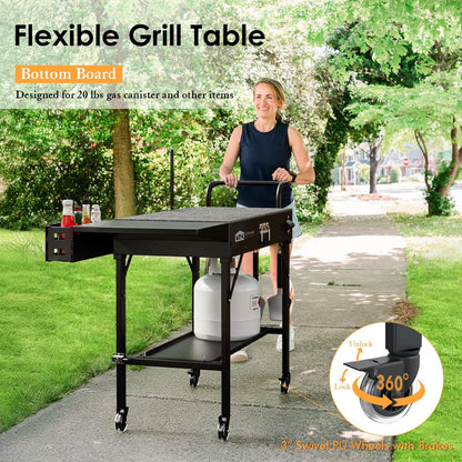 LETEUKE Grill Cart for Blackstone Griddle - Portable BBQ Table