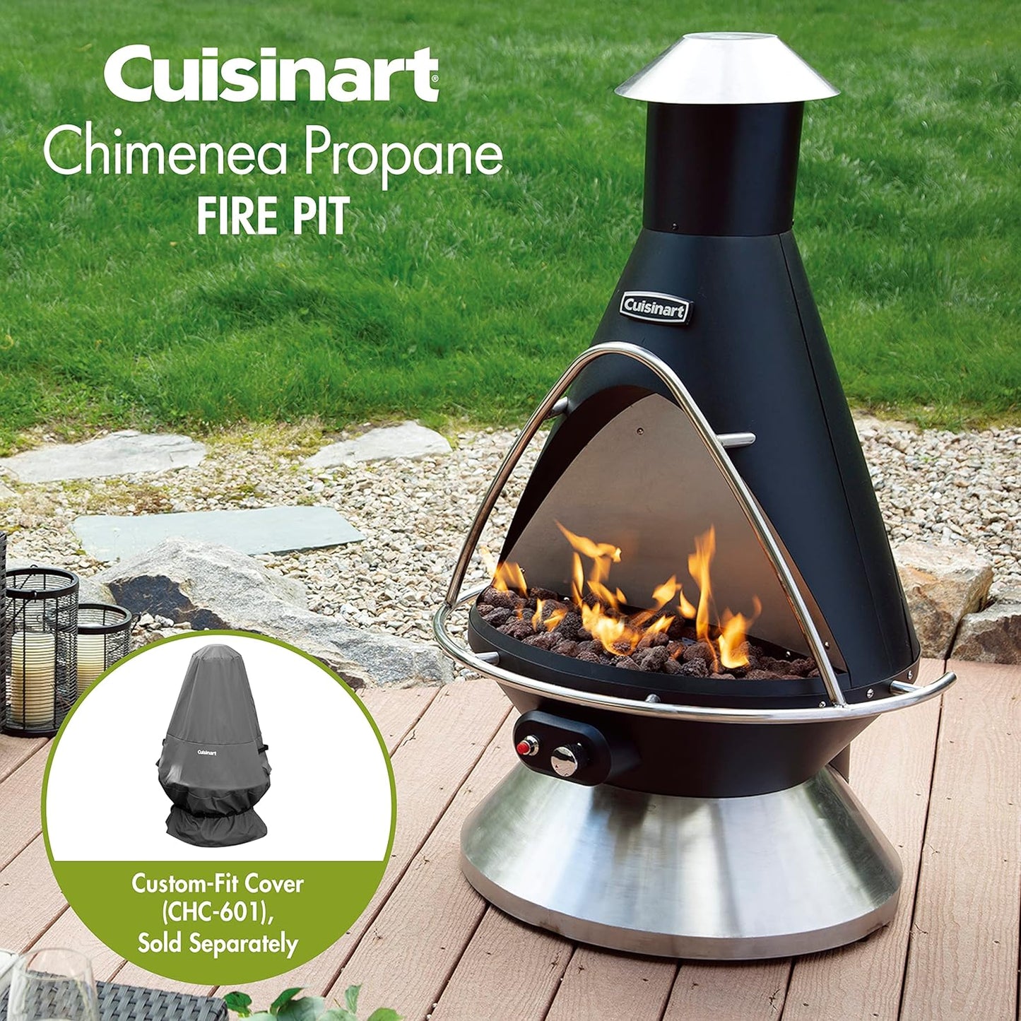 COH-600 Propane Fire Pit, Patio Heater with Tip-Over Safety Switch, 8 lbs. Lava Rocks Included, 31" x 31" x 48"