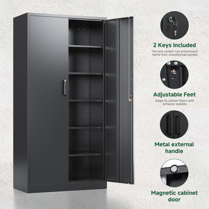 LETAYA Metal Garage Storage Cabinets with Lock - 72" Tool Organizer
