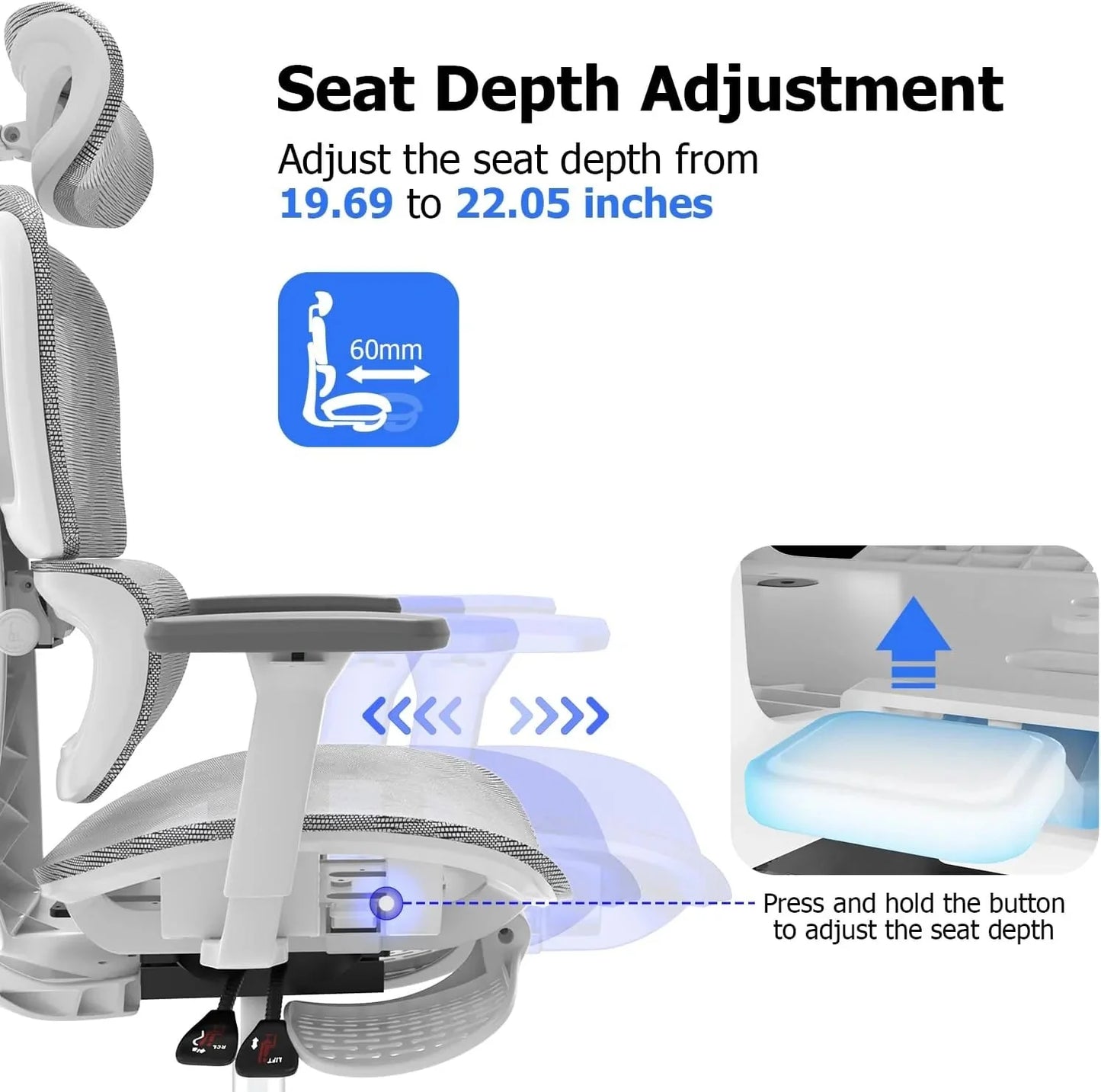 Ergo3D Ergonomic Office Chair – High Back Mesh Desk Chair with 3D Adjustable Armrests, Wheels, for Home and Office (Black)
