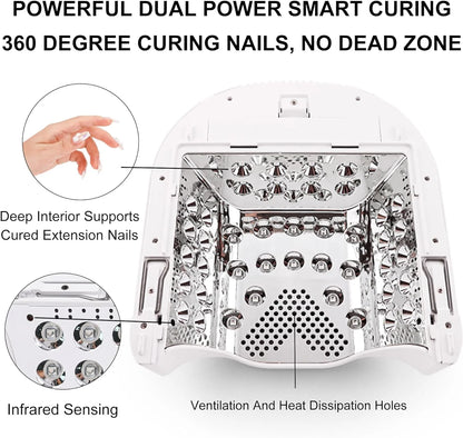 Professional Hybrid 86W Wireless Rechargeable UV LED Nail Curing Lamp Cordless Nail Dryer for Gel Nails, Manicure, Pedicure (Black)