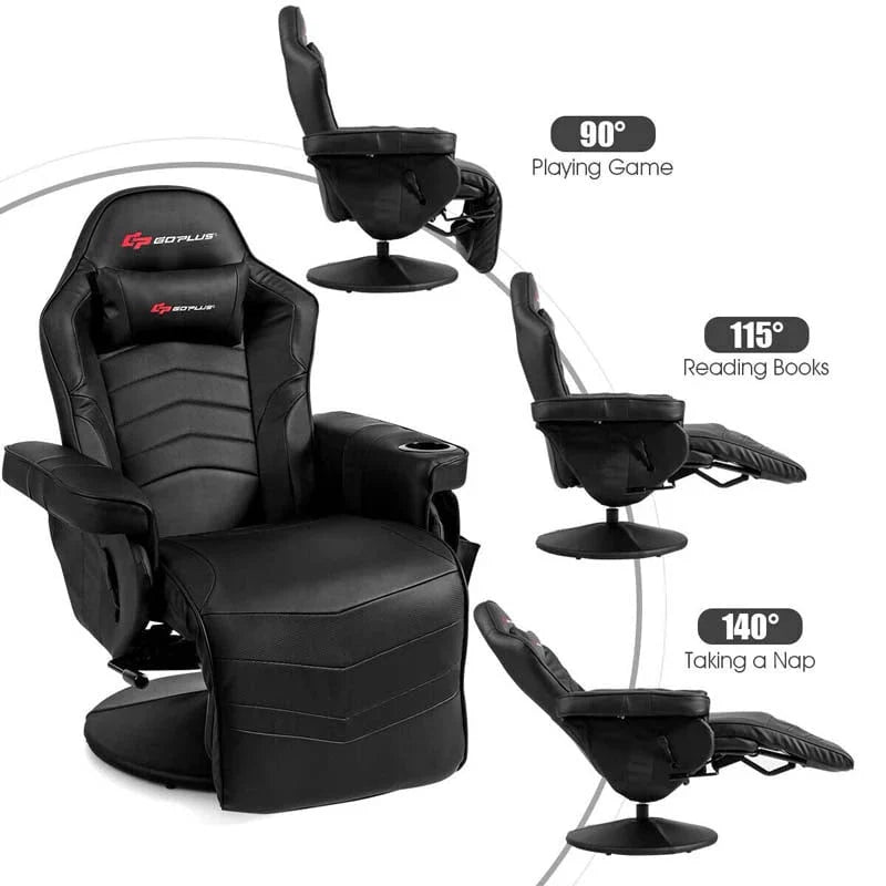 Pu Leather Massage Gaming Chair Ergonomic High Back Racing Style Gaming Recliner With Adjustable Backrest Amp Footrest Cup Holder Side Pouch - Comfortable And Ergonomic Design