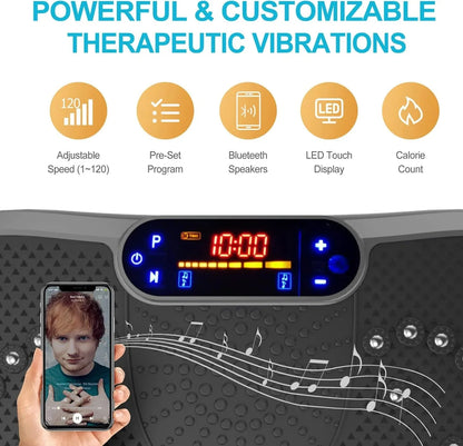 Vibration Plate Fitness Platform Exercise Machine Vibrating Lymphatic Drainage Shaking Full Body Shaker Workout Vibrate Stand Shake Board Sport Gym for Weight Loss Fat Burner for Women Men