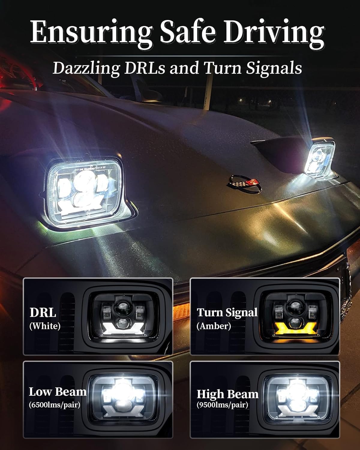 HWSTAR H6054 LED Headlights 180W for Jeep Cherokee XJ