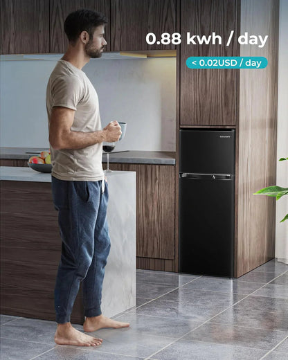 EUHOMY 3.2 Cu.Ft Mini Fridge with Freezer 2-Door Compact Refrigerator for Bedroom, Dorm, Office or Apartment, Silver