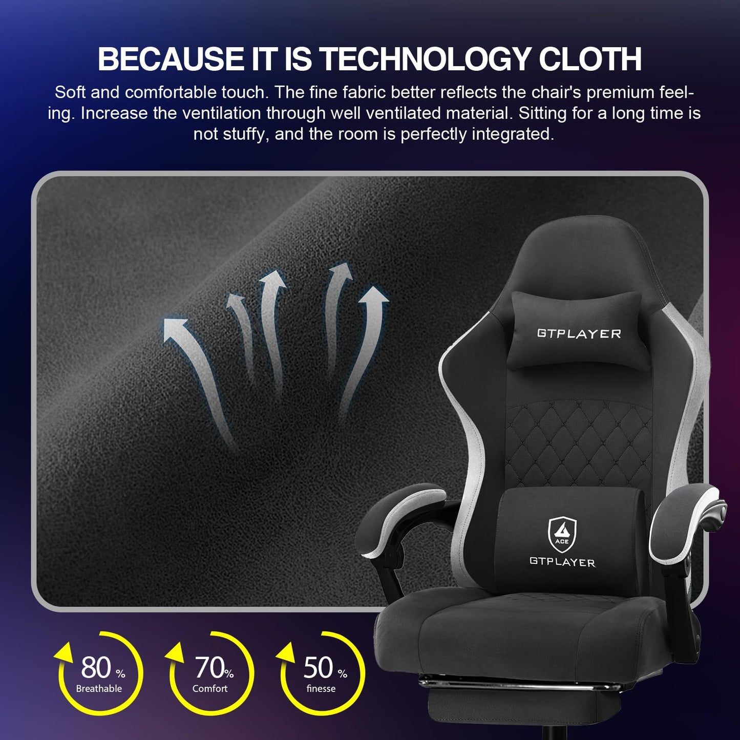 GTPLAYER Gaming Chair with Lumbar Support and Footrest